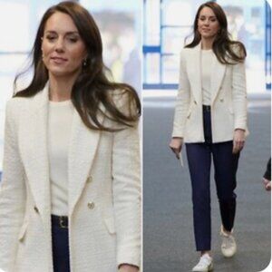 NWT Zara Ivory Tweed Blazer ASO Kate Middleton - Size M